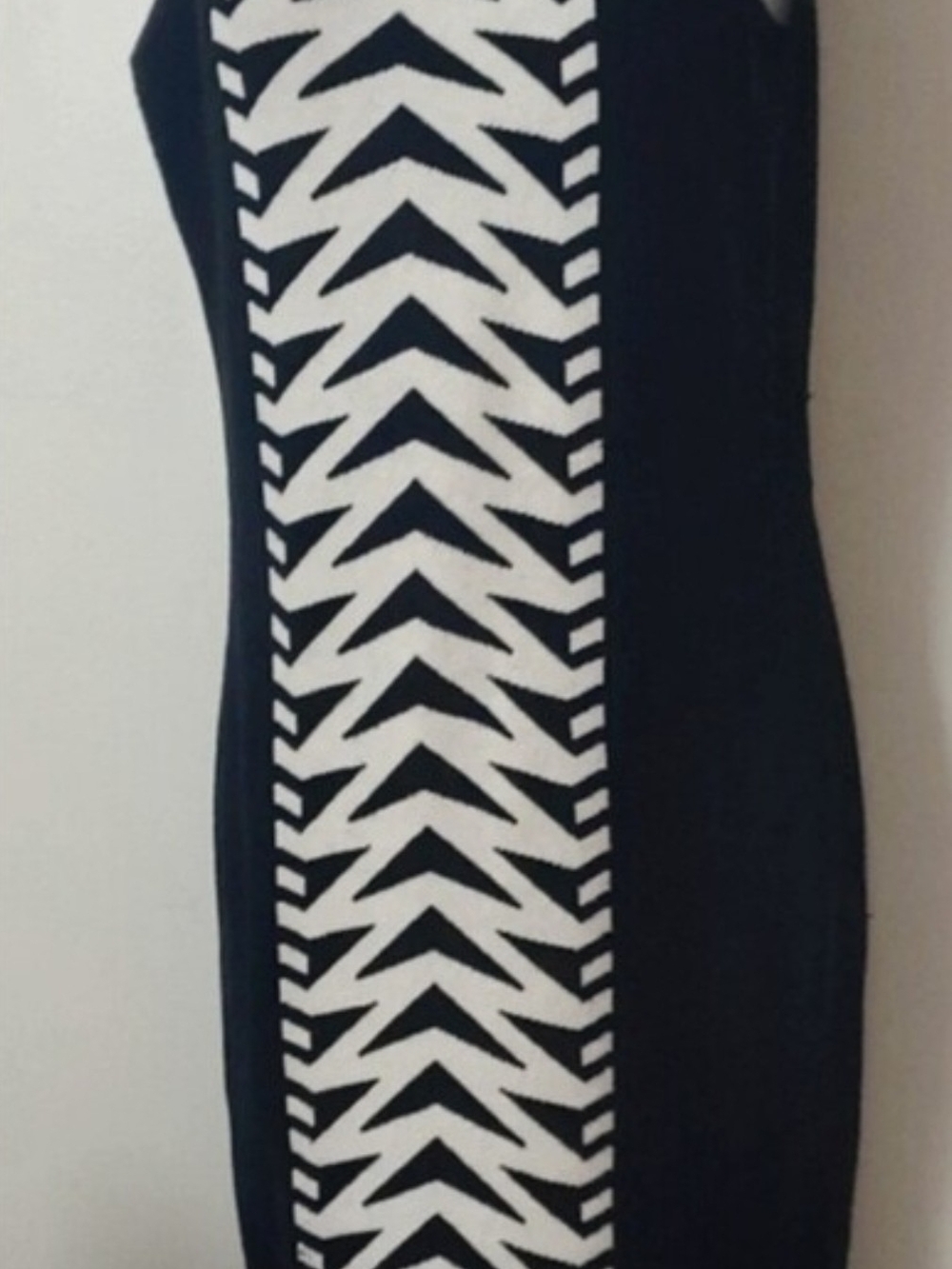Xhilaration Black and White Chevron Panel Midi Dress